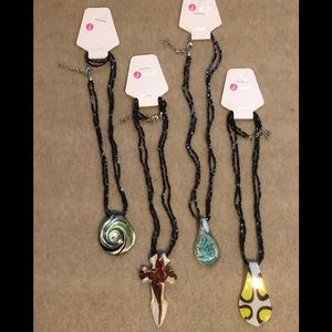 Hand-Blown Glass Pendants on Double Beaded Chain.